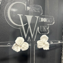 Load image into Gallery viewer, Handmade Clay Flower Bridal Earrings: Gold or Silver, Lightweight

