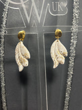 Load image into Gallery viewer, Gold Floral Bridal Earrings: Hand-Painted Clay Wedding Jewelry
