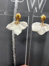 Load image into Gallery viewer, Handmade White Flower Earrings - Delicate Clay Flowers Stud Earrings by Crystal wedding UK
