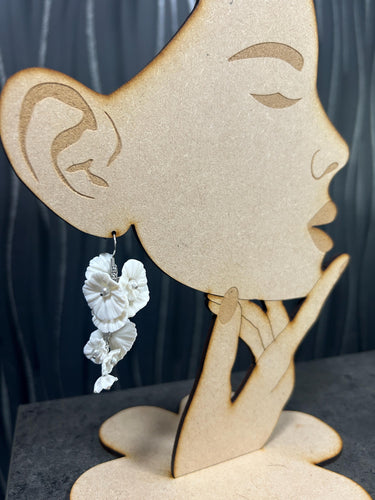 Handmade Clay Flower Bridal Earrings: Freshwater Pearl Statement Jewelry