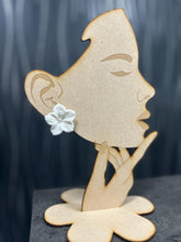 Load image into Gallery viewer, Handmade White Flower pearl Earrings - Delicate Clay Flowers Stud Earrings by Crystal wedding UK
