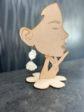 Load image into Gallery viewer, White textured bridal earrings, brides earrings, dangling statement earrings, wedding jewellery, bridal accessories by Crystal wedding UK
