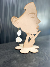 Load image into Gallery viewer, White textured bridal earrings, brides earrings, dangling statement earrings, wedding jewellery, bridal accessories by Crystal wedding UK
