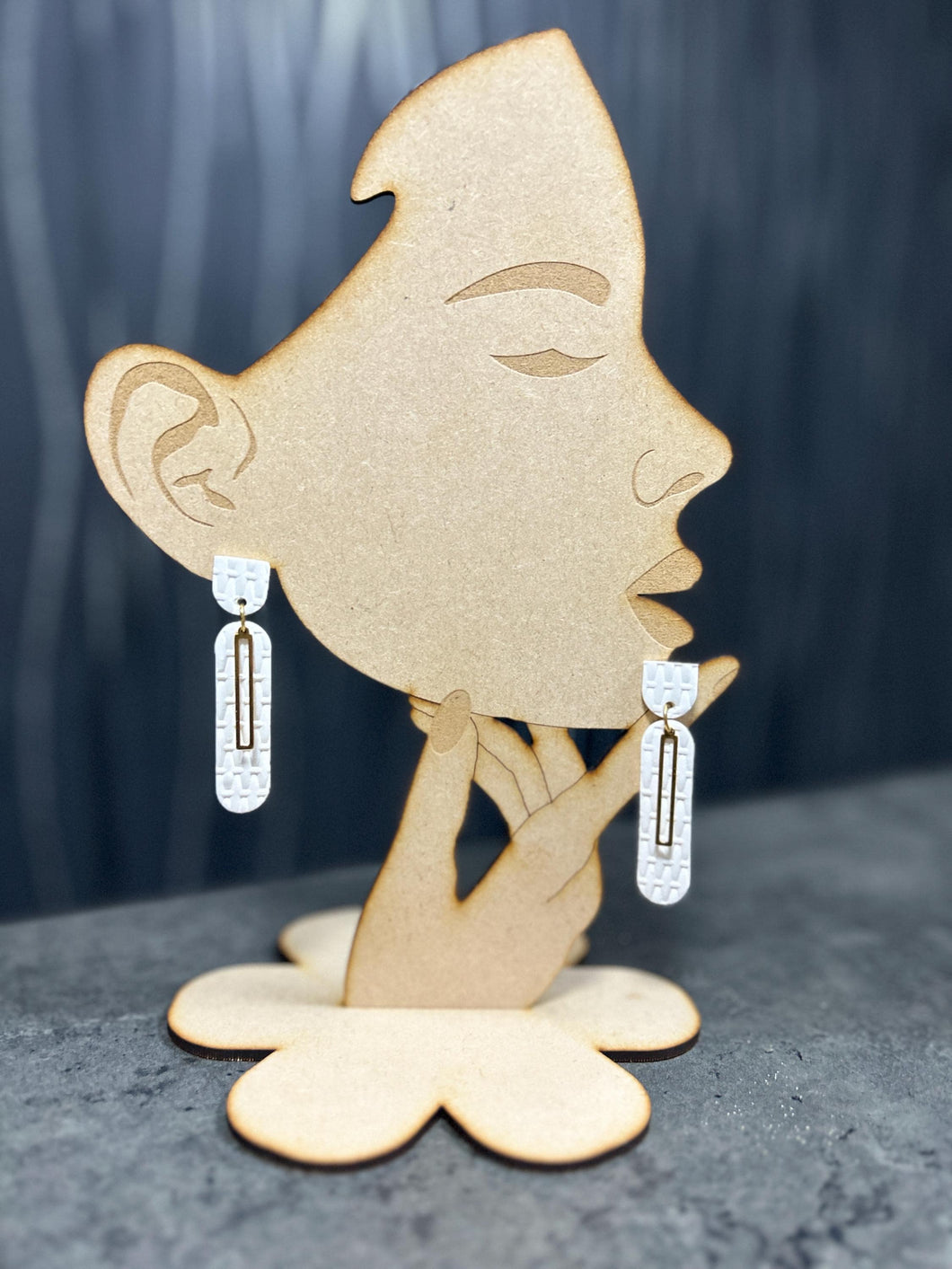 Handmade White textured Earrings – minimalist – Elegant Stud Earrings – by Crystal wedding UK