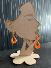 Load image into Gallery viewer, Handmade Orange yellow marbled Teardrop Clay Earrings – Bold Statement Polymer Clay Dangle Earrings
