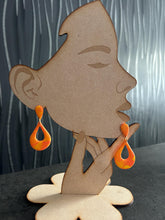 Load image into Gallery viewer, Handmade Orange yellow marbled Teardrop Clay Earrings – Bold Statement Polymer Clay Dangle Earrings
