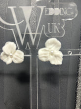 Load image into Gallery viewer, Handmade Clay Flower Bridal Earrings: Gold or Silver, Lightweight
