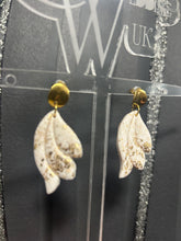Load image into Gallery viewer, Gold Floral Bridal Earrings: Hand-Painted Clay Wedding Jewelry
