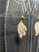Load image into Gallery viewer, Gold Floral Bridal Earrings: Hand-Painted Clay Wedding Jewelry
