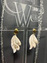 Load image into Gallery viewer, Gold Floral Bridal Earrings: Hand-Painted Clay Wedding Jewelry
