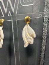 Load image into Gallery viewer, Gold Floral Bridal Earrings: Hand-Painted Clay Wedding Jewelry
