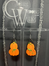 Load image into Gallery viewer, Pumpkin Halloween Earrings: Sparkle Clay, Stainless Steel Studs
