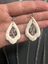 Load image into Gallery viewer, Handmade Clay Flower Bridal Earrings: Freshwater Pearl Wedding Jewelry
