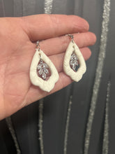 Load image into Gallery viewer, Handmade Clay Flower Bridal Earrings: Freshwater Pearl Wedding Jewelry
