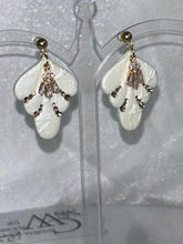 Load image into Gallery viewer, Bridal Clay Flower Earrings: Freshwater Pearls, Art Deco Wedding Jewelry
