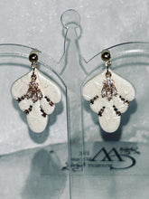 Load image into Gallery viewer, Bridal Clay Flower Earrings: Freshwater Pearls, Art Deco Wedding Jewelry
