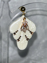 Load image into Gallery viewer, Bridal Clay Flower Earrings: Freshwater Pearls, Art Deco Wedding Jewelry
