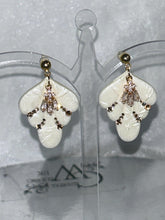 Load image into Gallery viewer, Bridal Clay Flower Earrings: Freshwater Pearls, Art Deco Wedding Jewelry
