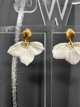Load image into Gallery viewer, Handmade White Flower Earrings - Delicate Clay Flowers Stud Earrings by Crystal wedding UK
