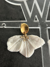 Load image into Gallery viewer, Handmade White Flower Earrings - Delicate Clay Flowers Stud Earrings by Crystal wedding UK
