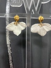 Load image into Gallery viewer, Handmade White Flower Earrings - Delicate Clay Flowers Stud Earrings by Crystal wedding UK
