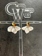 Load image into Gallery viewer, Handmade White Flower Earrings - Delicate Clay Flowers Stud Earrings by Crystal wedding UK
