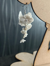 Load image into Gallery viewer, Handmade Clay Flower Bridal Earrings: Freshwater Pearl Statement Jewelry
