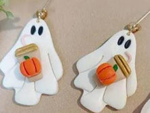 Load image into Gallery viewer, Handmade White Ghost earrings, Halloween, Spooky Earrings, Ghost Stud Earrings by Crystal wedding UK
