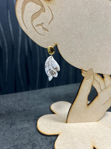 Gold Floral Bridal Earrings: Hand-Painted Clay Wedding Jewelry