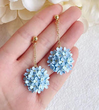 Load image into Gallery viewer, Handmade Floral Dangle chain Earrings | Lightweight Statement Jewelry | Colorful Bridesmaid Earrings, silver or gold, Handmade
