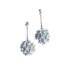 Load image into Gallery viewer, Handmade Floral Dangle chain Earrings | Lightweight Statement Jewelry | Colorful Bridesmaid Earrings, silver or gold, Handmade
