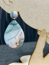 Load image into Gallery viewer, Marbled Green &amp; Gold Clay Earrings – Modern Statement Jewelry - Handmade to order

