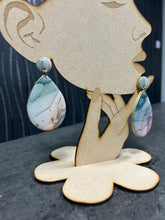 Load image into Gallery viewer, Marbled Green &amp; Gold Clay Earrings – Modern Statement Jewelry - Handmade to order

