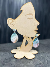 Load image into Gallery viewer, Marbled Green &amp; Gold Clay Earrings – Modern Statement Jewelry - Handmade to order
