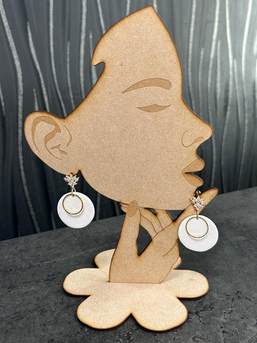 Minimalist White & Gold Circle Earrings | Elegant Modern Dangle Earrings | Lightweight Statement Jewelry