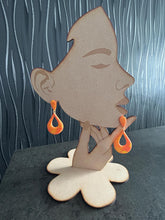 Load image into Gallery viewer, Handmade Orange yellow marbled Teardrop Clay Earrings – Bold Statement Polymer Clay Dangle Earrings
