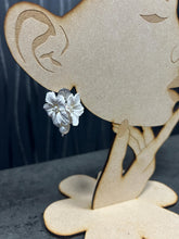 Load image into Gallery viewer, Freshwater Pearl Clay Flower Earrings | Handmade Bridal Earrings | White Floral Statement Jewelry silver or gold,
