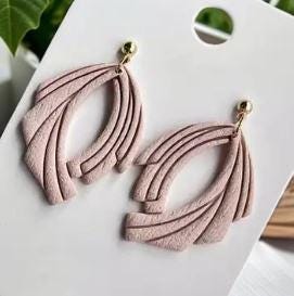Bohemian style clay earrings silver or gold, Handmade