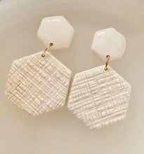 Load image into Gallery viewer, Lightweight Polymer Clay Earrings, Modern Minimalist Statement Earrings, stainless steel 14k Gold Over Brass Ear Wires, Hypoallergenic
