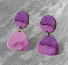 Load image into Gallery viewer, Lightweight Polymer Clay Earrings, Modern Minimalist Statement Earrings, stainless steel 14k Gold Over Brass Ear Wires, Hypoallergenic
