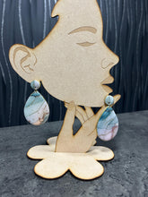 Load image into Gallery viewer, Marbled Green &amp; Gold Clay Earrings – Modern Statement Jewelry - Handmade to order
