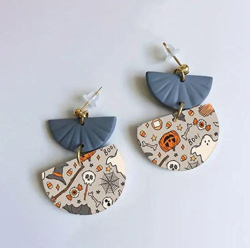 Halloween dangle Stud Earrings: Polymer Clay Halloween - 4 designs - Handmade to order by Crystal Wedding UK