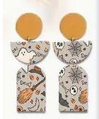 Load image into Gallery viewer, Halloween dangle Stud Earrings: Polymer Clay Halloween - 4 designs - Handmade to order by Crystal Wedding UK

