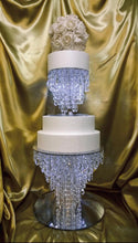 Load image into Gallery viewer, Crystal wedding cake stand 2 tier set Premium crystal light up cake holder, unique cake stand special events
