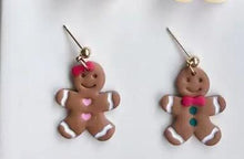 Load image into Gallery viewer, Christmas Themed Earrings: Reindeer,Snowflake, Gonk, Christmas Tree, Highland cow, silver or gold, Handmade to order by Crystal wedding UK
