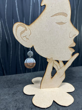 Load image into Gallery viewer, Modern Clay Earrings, Delicate white Resin, Wood, metal and Clay Abstract Earrings –Boho Statement Polymer Clay Dangle Earrings
