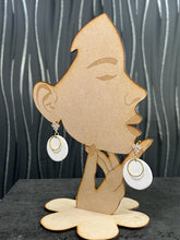 Load image into Gallery viewer, Minimalist White &amp; Gold Circle Earrings | Elegant Modern Dangle Earrings | Lightweight Statement Jewelry
