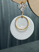 Load image into Gallery viewer, Minimalist White &amp; Gold Circle Earrings | Elegant Modern Dangle Earrings | Lightweight Statement Jewelry
