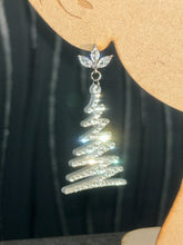 Load image into Gallery viewer, Christmas Tree Earrings: Swarovski elements , in silver or gold, Handmade to order by Crystal wedding UK
