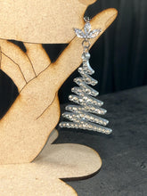 Load image into Gallery viewer, Christmas Tree Earrings: Swarovski elements , in silver or gold, Handmade to order by Crystal wedding UK
